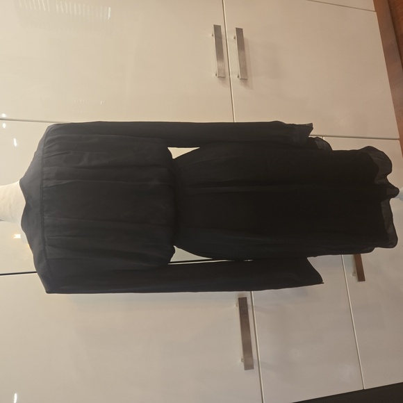 100% Silk Button Down Midi Shirt Dress Black Size 6 Womens - Picture 5 of 9